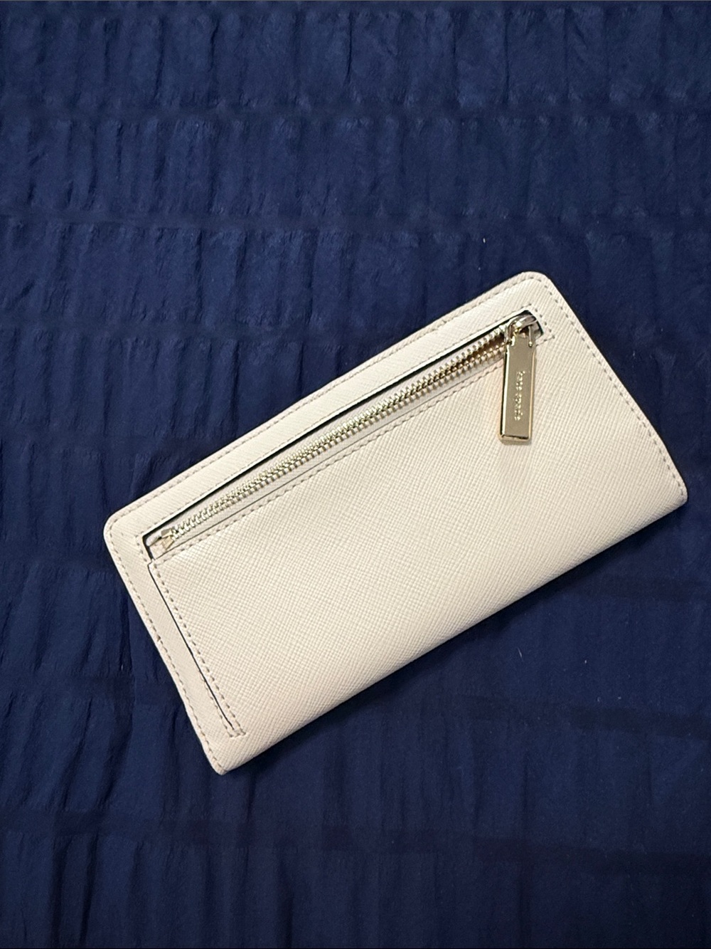 kate spade Cream Saffiano Zip-Around Wallet with Gold Logo - Picture 3 of 11